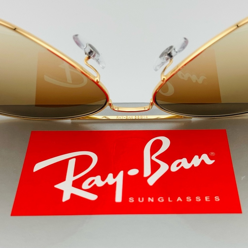 Ray-Ban Aviator Sunglasses RB3025 Gold Frame Gradient Brown Lenses 58mm UNISEX! - Picture 14 of 16
